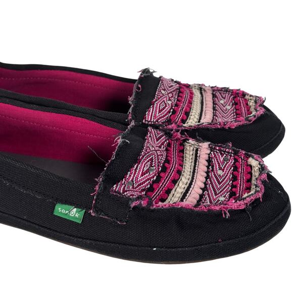 Sanuk Zumara Sidewalk Surfer Shoes Womens Size 10 Black Comfort Logo Slip On - Picture 5 of 11